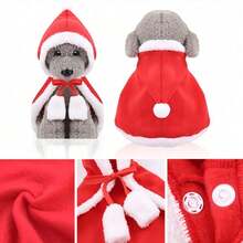 Cute Dogs Cats Christmas Costume Hat Halloween Cloak Cat Small Dog Clothes New Year Funny Set Pet Accessories - Red - View 2