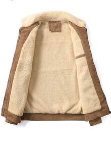 男士法兰绒加厚棉羊毛夹克 - 2025新款 - 灯芯绒冬季男士羽绒服