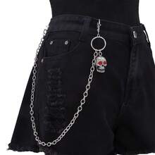 1 Stück modische Hip-Hop-Halskette mit zwei Lagen und Totenkopfanhänger, geeignet für Herren im Alltag, auf Partys und als Geschenk.