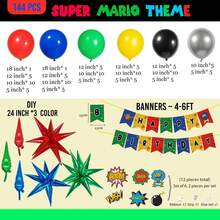 ¡RecomendadoKit de guirnalda de globos de superhéroe con 150 unidades, rojo, azul, verde, amarillo, negro, globos y globos estrellados, para decoración de fiesta de cumpleaños de dibujos animados¡Top de Temporada - 1 - Ver 7