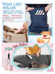 4pcs Mini Lint Rollers, Pet Hair And Clothes Lint Remover, Travel Size, Sticky Lint Removal Tool For Travel, Gift Bags, Furniture, Car Seats, Etc. Mini Detachable Lint Roller, Lint Sheets, Portable Lint Brush, Cat Supplies, Puppy Supplies, Dog Supplies, Cat Accessories, Great For Cleaning Pet Hair And Debris, Puppy Supplies, Cat Accessories - 彩色 - 查看 9