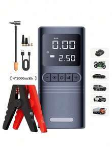 Portable Car Jump Starter With Air Compressor, Jump Starter Battery Pack, 2500A Peak(2.11gal Gas, 1.72gal ) With 150 PSI Tire Inflator, 12V Car Battery Jump Power Pack, Car Jumper Starter Portable, 5 In 1 Function Jump, Battery Charger - Multicolor - View 3