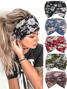 1 pieza Diadema ancha de estilo bohemio para mujer, turbante extra grande, diadema para hacer ejercicio, diadema de moda para yoga, accesorios para el cabello grueso y retorcido