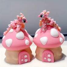 3D Printed Cute Mushroom House+Dragon Model Ornaments, Desktop Decoration Sculpture Ornaments, Holiday Gifts, Suitable For Home Decoration, Office Decoration, Car Decoration, Contemporary Art, Fantasy Design, Lightweight Decoration, Durable Decoration, Mini Decoration, Decorative Statues, Party Gifts, Holiday Gifts, Novel Desktop Ornaments, Gifts For Friends