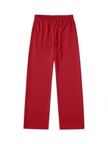 Men's Knitted Straight Leg Pants, Lightweight, All-Match Versatile Casual Sweatpants For Summer - Red - View 2