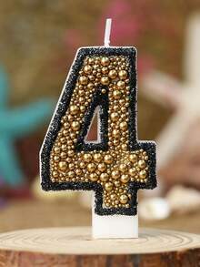 1 pièce Bougie numéro d'anniversaire, bougie d'anniversaire boule dorée, décoration de gâteau à la bougie, convient pour les articles de célébration d'anniversaire - Multicolore - Voir 5