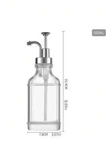 1pc Square Glass Syrup Dispenser With Label For Bar And Home Use, Durable Transparent Bottle For Milk, Tea, Syrup Storage, 500ml/16.9oz, Kitchen Tool, Barware
