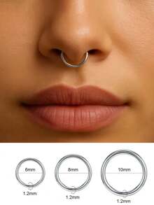 1件 6-16毫米不锈钢耳骨环耳环，低过敏性鼻环耳夹垂坠铰链耳环，耳部穿刺饰品，女士配饰