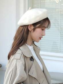Classic French Beret Wool Hat Beanie Retro Women's Vintage Elegant Ref: HL-1 - 黑色 - 查看 7