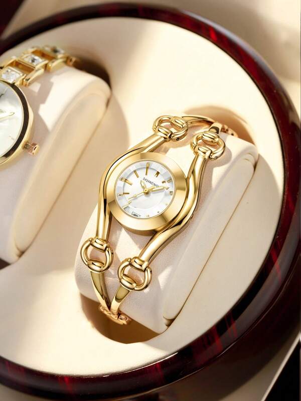 DAYAND NIGHT Reloj de mujer 2025 Nuevo, Pulsera de lujo Reloj de cuarzo, Oro/Plata, Accesorio de moda, Versátil para fiesta, cena o uso diario. Regalo perfecto para el Día de San Valentín, Aniversario o Cumpleaños. Adecuado para Halloween, Navidad