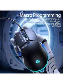 HP G210 Wired Gaming Mouse With Programmable Side Button Macros, Customizable Control Options, Professional-Grade Optical Engine, Ergonomic Right-Hand Design, Non-Slip Textured Grip, Suitable For Competitive Gaming. Black And Silent. - Black Mute - View 3