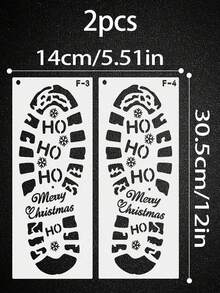 6/4/2pcs Santa Claus Footprint Stencils, Christmas Floor Foot Prints Painting Template, Reusable, For Christmas Floor Decor, Window Sill, Stairs DIY Background Decoration
