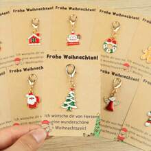 10 Stücke Deutscher "Frohe Weihnachten!" Weihnachts-Schlüsselanhänger Set - Feiertags Grußkarte & Schlüsselanhänger mit Rentier, Schneeflocke, Lebkuchen für Männer, Weihnachtsmann Design - Geschenk für Ehemann, Ehefrau, Familie, Feiertags Karten, Weihnachtsgrußkarten, Nachbarn Weihnachtskarten, Weihnachtskarten - Verschiedenfarbig - Übersicht 2