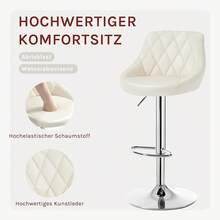 2er-Set Barhocker, Kneipenstuhl mit Rückenlehne, höhenverstellbar und drehbar, gepolsterter Samtsitz, rutschfeste Metallbasis, für Küche oder Hausbar, Dunkelgrau