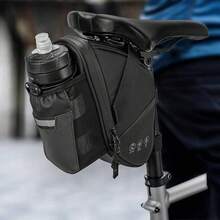 Bolsa para Bicicleta Con Soporte Botella, Impermeable Bolsa de Asiento Sillín para Bicicletas, Reflectante y Gran capacidad Soporte para Botella de Agua con Gancho Trasero para Ciclismo - Poliuretano (PU) - Ver 4