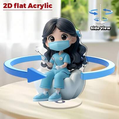 1 件旋转亚克力桌面装饰 - 牙医和牙科工具设计，无需电源，室内/室外办公室或家居装饰，耐用的牙医主题装饰品，牙科助理礼物 - 360 度旋转 - 适合家人和朋友