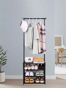 Multifunktionale mehrschichtige einfache Garderobe Standgarderobe Kleiderständer Standgarderobe - Typ A-Schwarz - Übersicht 1