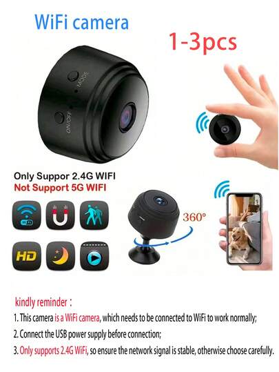 1pc/ Mini Wireless WiFi Security Camera, 2.4GHz, USB/Battery Powered, Portable Indoor/Outdoor Monitoring Home, Office, Car, Pets, Motion Detection, Night Vision, view 4
