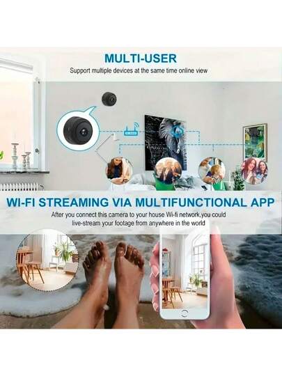 1pc/ Mini Wireless WiFi Security Camera, 2.4GHz, USB/Battery Powered, Portable Indoor/Outdoor Monitoring Home, Office, Car, Pets, Motion Detection, Night Vision, view 9