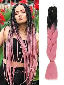 Paquete de 1 cabello trenzado grande de 24 pulgadas apto para mujeres, color rosa oscuro, extensiones de cabello sintético de ganchillo útiles y hábiles, resistentes al calor, para Halloween, Navidad, Año Nuevo, carnaval y festivales de música - Multicolor - Ver 21
