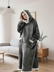 3/1 pieza Manta decorativa acogedora y oversize con mangas - Estilo contemporáneo, lavable a máquina, sudadera con capucha de felpa para hombres y mujeres, cómoda franela, imprescindible para Navidad, camisón, cálida y a prueba del frío, diseño cálido de franela, un conjunto cálido imprescindible para el otoño, perfecto para fiestas de decoración del hogar y regalos de Navidad. Decoración navideña, Navidad, Decoraciones navideñas para el hogar