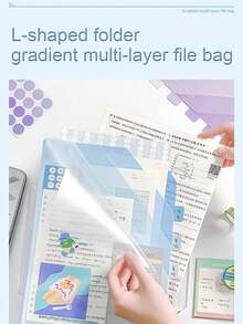 6-Ply Transparent L-Folder With Pink And Purple Gradient Design - A4 Subject Divider, Exam Paper Organizer For School, Office And Home - Durable Plastic File Organizer With Tab Space, Office Accessories | Transparent Folders | Functional Folders - Multicolor - View 7
