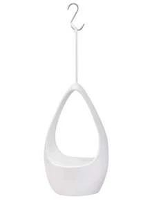 1pc Round Thick Hanging Planter Pot, Creative Rattan Woven Plastic Self-Watering Hanging Basket For Trailing Plants