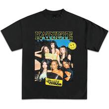 Katseye Beautiful Chaos Tour T Shirt,Graphic Tees Y2K Tees,Hip-Hop Music T-Shirt, Unisex Casual Short Sleeve Perfect For Fans,Rap Star Graphic Tee, Hip-Hop Culture Shirt - 黑色 - 查看 1