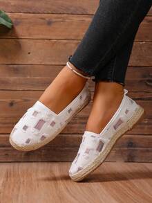 Women's Casual Bohemian Woven Espadrille Slip-On Shoes, Outdoor Walking Shoes, Factory Direct, Fashionable New Spring/Autumn Design - White - View 5