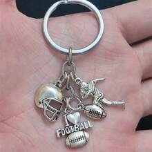Football Fan's Dream: Mini American Football Helmet Keychain -� !Sports Theme,Floating Design,With Safety Clasp,For Bags And Keys,Men,DIY,Key Ring