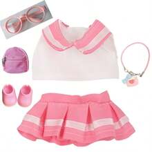 5pcs/Set New Fashion Sleeveless JK Uniform Outfit, School Style Mini Skirt [Top + Skirt], Suitable For 17cm Doll, Clothes, Shoes, Accessories, Glasses, Backpack For Labubu, Halloween & Christmas Gift (Doll Not Included) - Multicolor - View 10