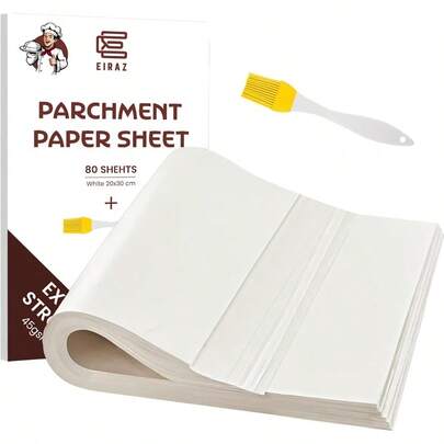 EIRAZÂ® Pack Of 80 (20x30 Cm) Baking Paper Sheets- Non-Stick Parchment Paper For Baking, Cooking, And Roasting - Ideal For Baking Pans And Cookie Shee