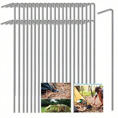 9/17/25 szt. śledzi do namiotu ogrodowego, 7 gwoździ gruntowych + 7 gwoździ + pogrubione ocynkowane haki kotwiące w kształcie litery J do trawnika