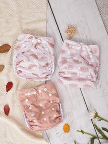 3 件装可重复使用可调节口袋布尿布绒面布内衬防水超强吸水布尿布适合 3-15 公斤婴儿 - 彩色 - 查看 15