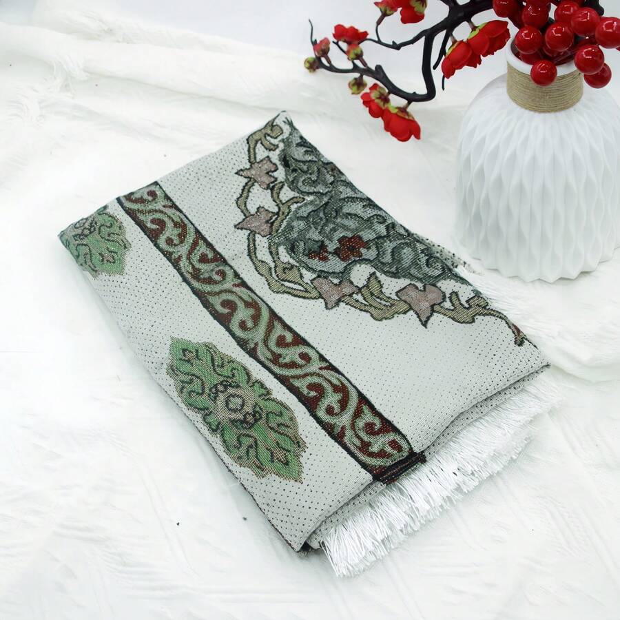 70*110cm Gold Silk Cotton Gauze Thin Plaid Carpet, Round Ball Carpet Mat