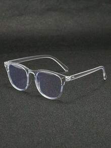 Plain    Casual    None    1pc Unisex Retro Y2K Style Plain Lens Glasses, Casual Wear Blue Light Blocking Glasses