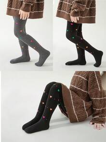 1/2 双女童心形和波尔卡圆点印花马镫紧身裤，适合裙子、舞蹈、学校、所有季节 - 彩色 - 查看 4