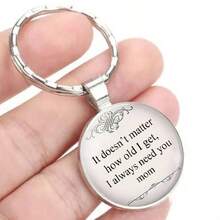 Floral Mary Design Embracing Time Gemstone Keychain - Fashionable Alloy Glass Round Keyring, Ladies' Decorative Accessory, Perfect Christmas Birthday Gift Car Accessories Bag Charm School Cute Goth Y2k Bag Lanyards With Id Holder Car Accessories Bag Charms Car Teacher Friend Sister Gift Ideas