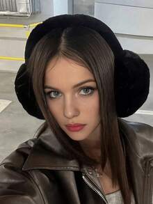 1个男女通用纯色耳罩 - 柔软毛绒耳罩，雪白女士耳罩，可折叠耳罩，女士可爱耳套，可调节头带，带毛绒保暖内衬，舒适防寒，适合冬季户外活动、派对拍照、户外耳罩。冬季配饰 秋季 白色耳罩 - 彩色 - 查看 2