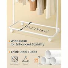Clothes Rack Clothes Rail On Wheels Portable Garment Rack With 1 Clothes Hanging Rail MatchstickShaped Hooks Matte  UHSR170W01