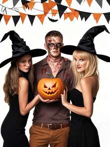 1 件全新褶皱黑色女巫帽，成人万圣节巫师服装配饰，适合万圣节和日常穿着 - A - 查看 5