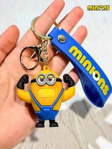 Minions 1pc Minions Cute Cartoon Design PVC Material Minions Doll Shape Round Pendant Multifunctional Keychain Suitable For Bag Decoration Key Pendant Creative Gift Birthday Party Giveaway
