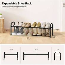 Organizador de zapatos expandible, estante de metal de 1 nivel para clset, hasta 8 pares de almacenamiento ajustable para entrada de puerta delantera, organizador de pie ltima intervensin - inicial - Ver 4