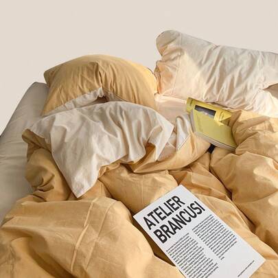 お洗い4点セット ベッド 無地 掛け布団カバー シンプル 掛け布団カバー 寮用 シングル 3点セット