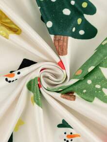 Plus 女款圣诞印花长袖带口袋开衫 - 杏色 - 查看 5