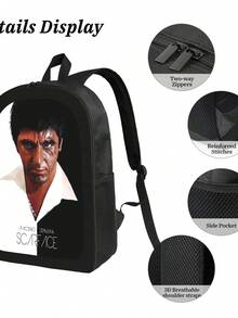 Scar Face Backpack School Student Bag Zipper Book Bag Anime Laptop Birthday Gift Back To School - 黑色 - 查看 5