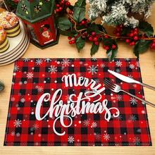 1/4/6 buc Covorașe de Crăciun roșii din seria Haig, aparținând în principal Crăciunului, covorașe de ziua de Crăciun, potrivite pentru decorarea camerei de zi cu zi, bucătăriei și mesei de petrecere, antiderapante și rezistente la căldură, covorașe de Crăciun fericite, decorațiuni pentru masa de bucătărie interioară cu tematică fermă, petreceri de familie, potrivite pentru masa de bucătărie, covorașe lavabile pentru interior/exterior, care pot șterge covorașele de masă.