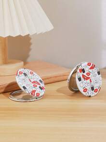 1 Stück romantischer Blumen- & Buchstaben-Serie tragbarer Kosmetikspiegel, faltbar, leicht, ultradünn, praktischer Handspiegeln, nano-elektroplattierter Silberrahmen, zarte Details, geeignet für alle Anlässe und Personen, faltbare quadratische Form für einfaches Tragen