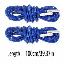 2条120厘米奢华水晶鞋带，圆形水晶鞋带/帽带，时尚闪亮，水晶抽绳运动鞋带，休闲鞋带 - 白色 - 查看 26
