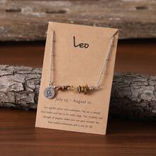 1pc Bohemian Style Natural Stone Necklace With 12 Zodiac Birthstone Pendants - Astrology Constellation ​Personalized Aries​,Taurus​​,Gemini​​,Cancer​​​​,Leo​ ,Virgo​,Libra​,Scorpio​​,Sagittarius​​,Capricorn​,Aquarius​​,Pisces​ Jewelry Perfect Birthday Gift For Her Women, Men, Daughte, Wedding Party Mother's Day Christmas Versatile Everyday Wear (Stone Shape, Size, And Color May Vary)